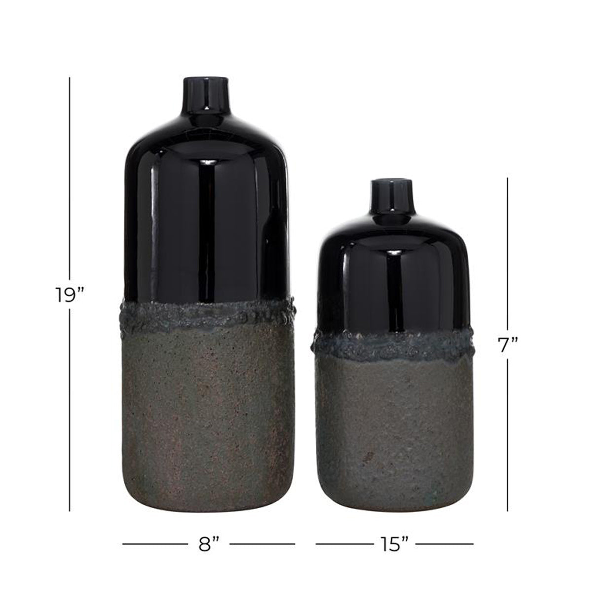 S/2 Gray Reactive Gls Vases