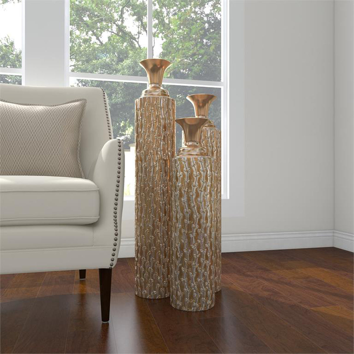 S/3 Gld Mtl Vases