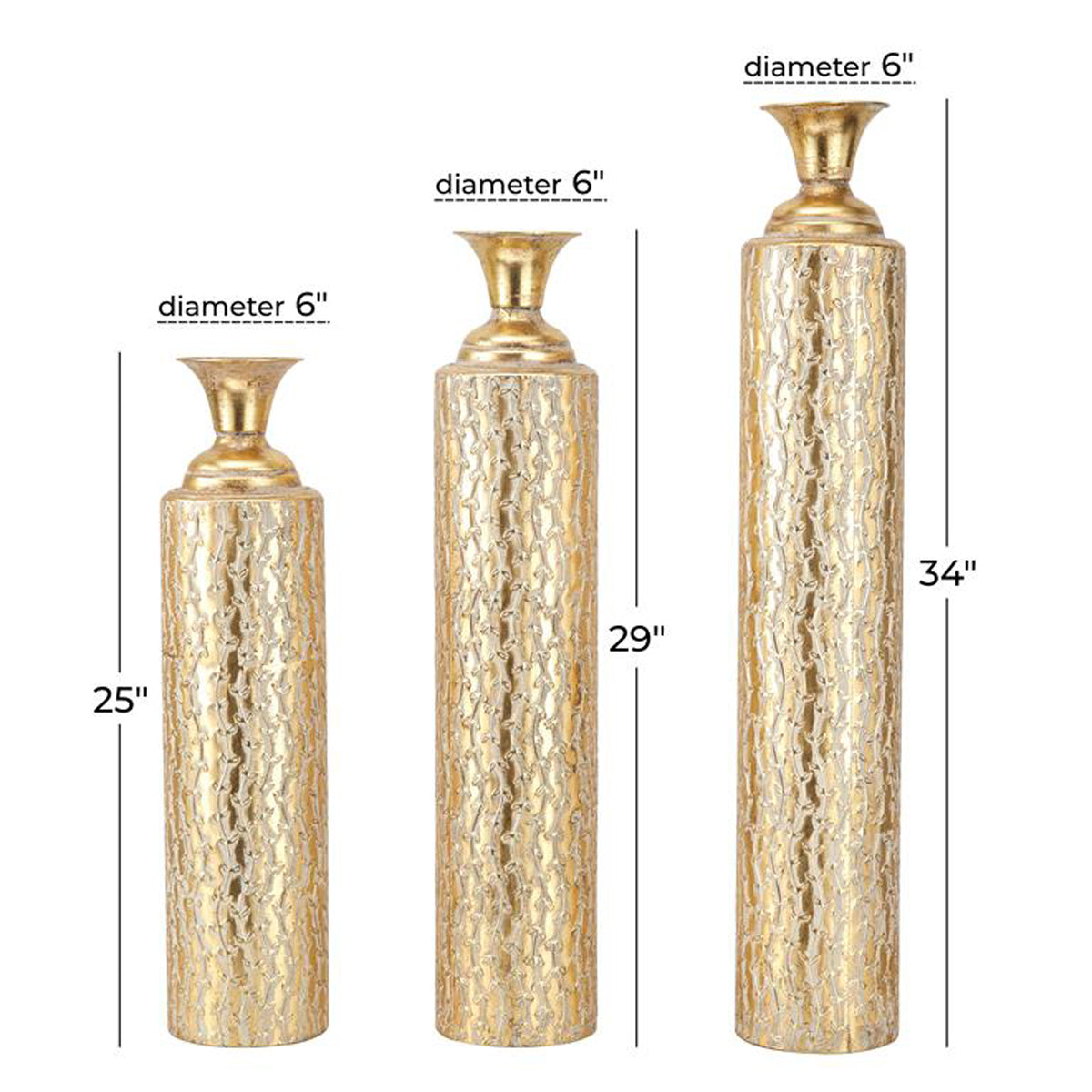 S/3 Gld Mtl Vases