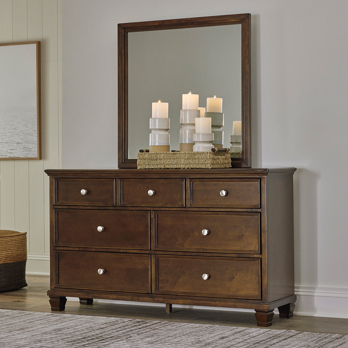 DANA BROWN DRESSER W/MIRROR