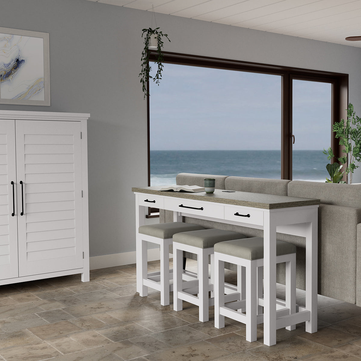 CORA SOFA TABLE W/3 STOOLS