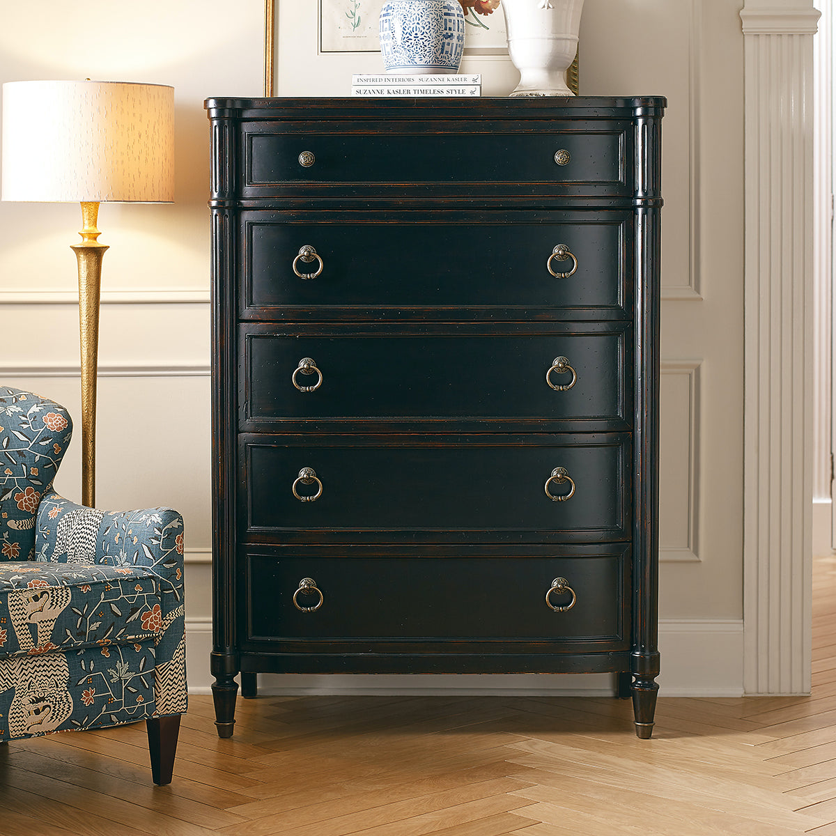 CHARLESTON BLACK 5 DRAWER CHEST