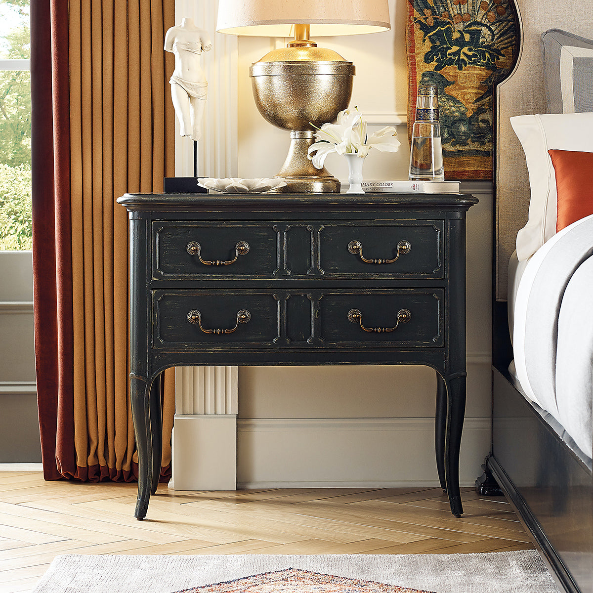 Charleston Black 2 Drawer Nightstand