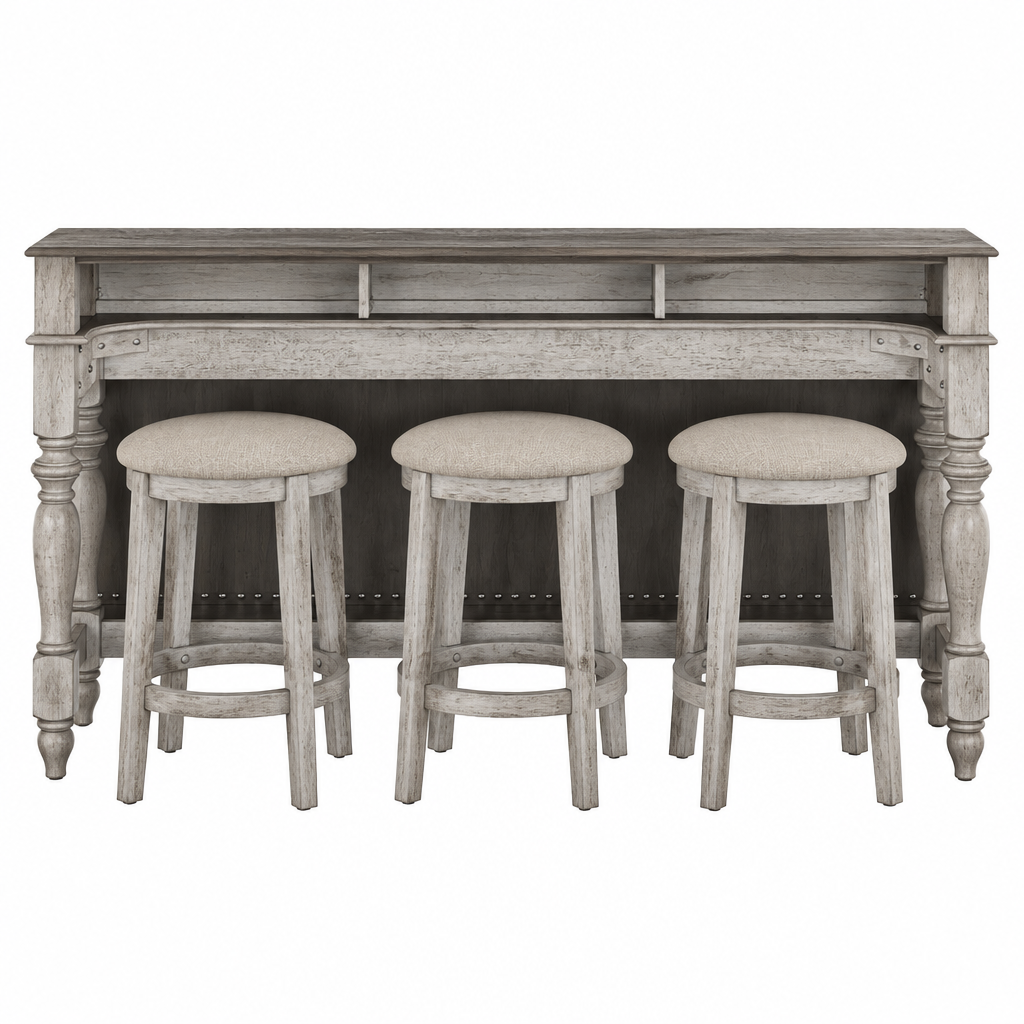 MARTHA CONSOLE TABLE AND 3 STOOLS