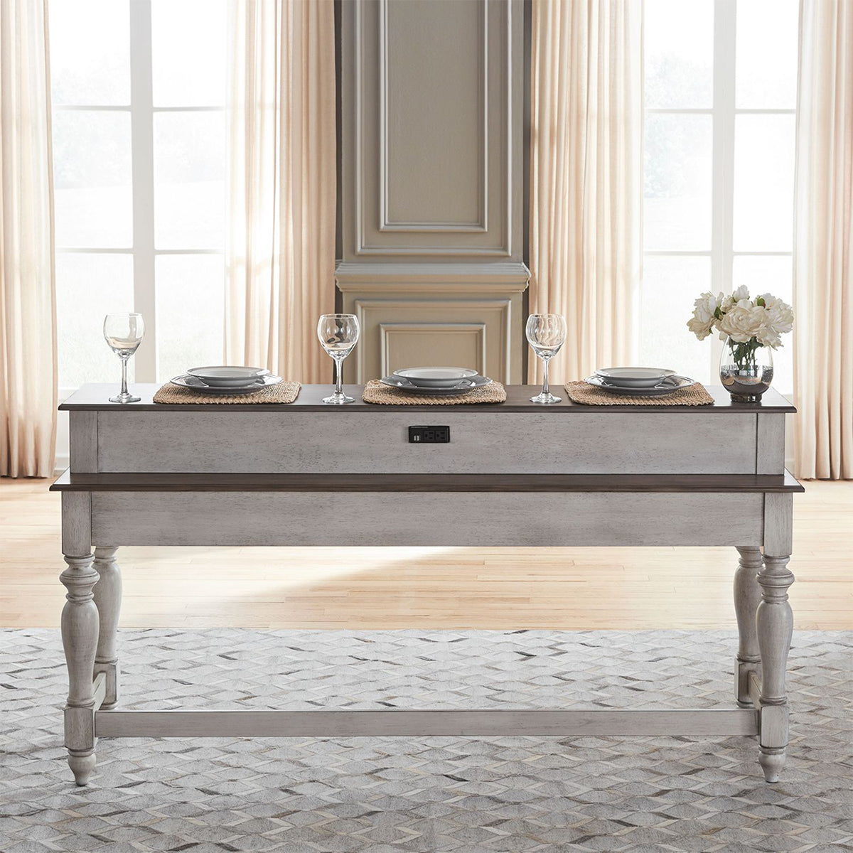MARTHA CONSOLE TABLE AND 3 STOOLS