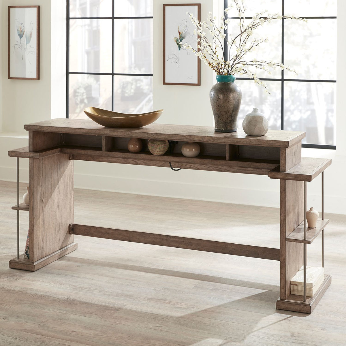 SKYLINE CONSOLE AND 3 STOOLS