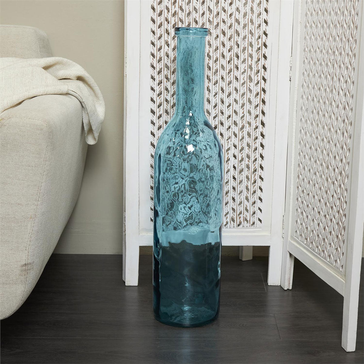 Teal Spanish Glass Tall Vase