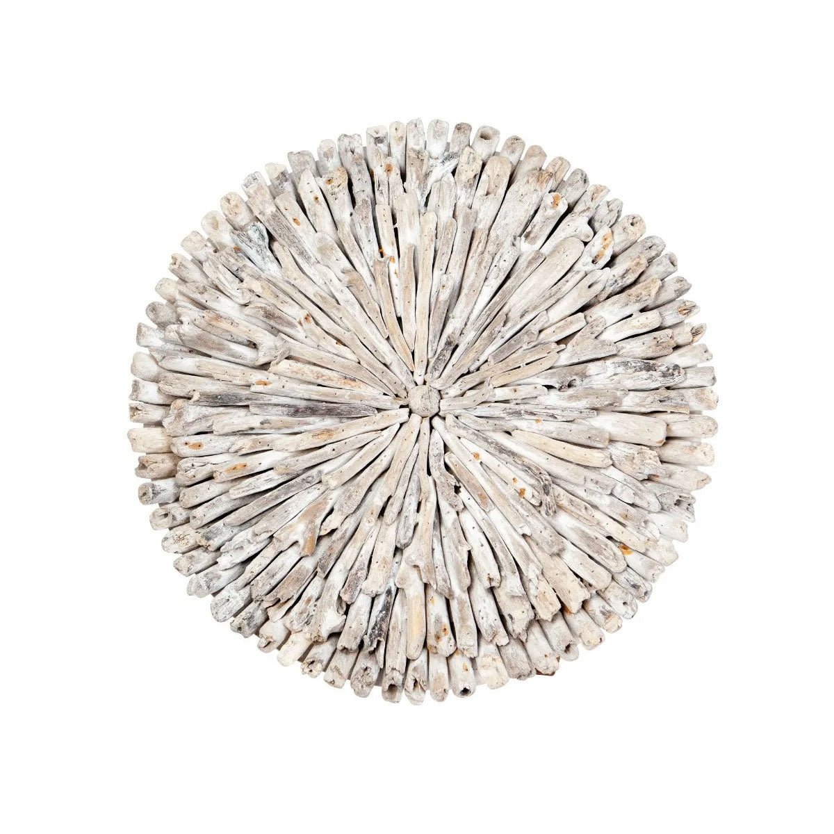 WHITE WASHED DRIFTWOOD ROUND WALL ART