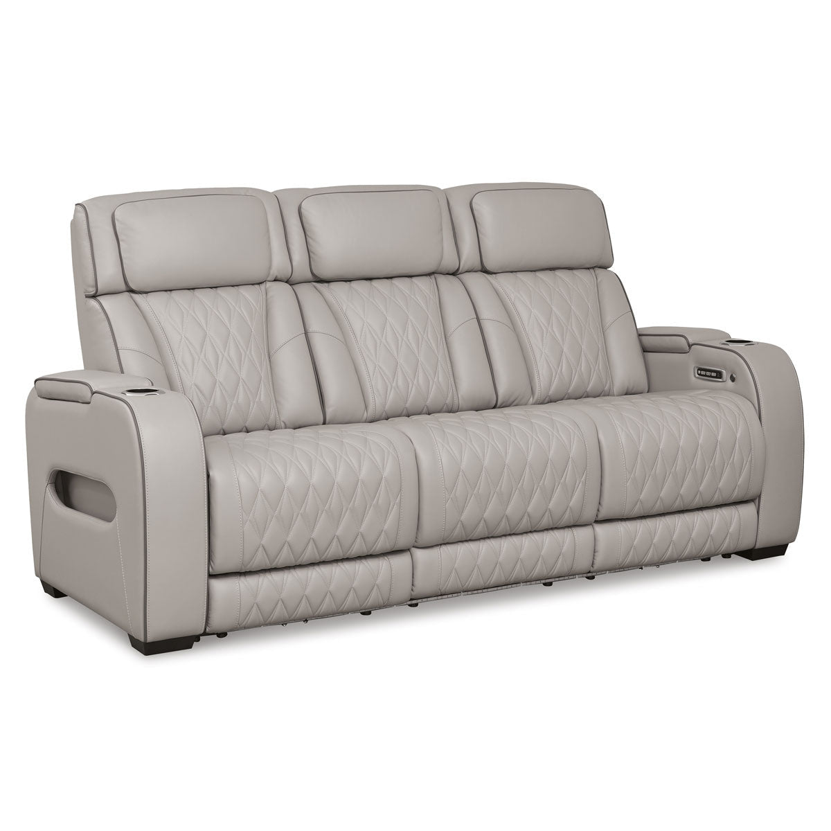 OPTIMUS GREY SOFA W/POWER HEADREST