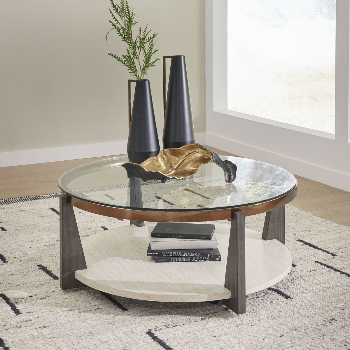 FRASIER ROUND COCKTAIL TABLE W/ CASTERS