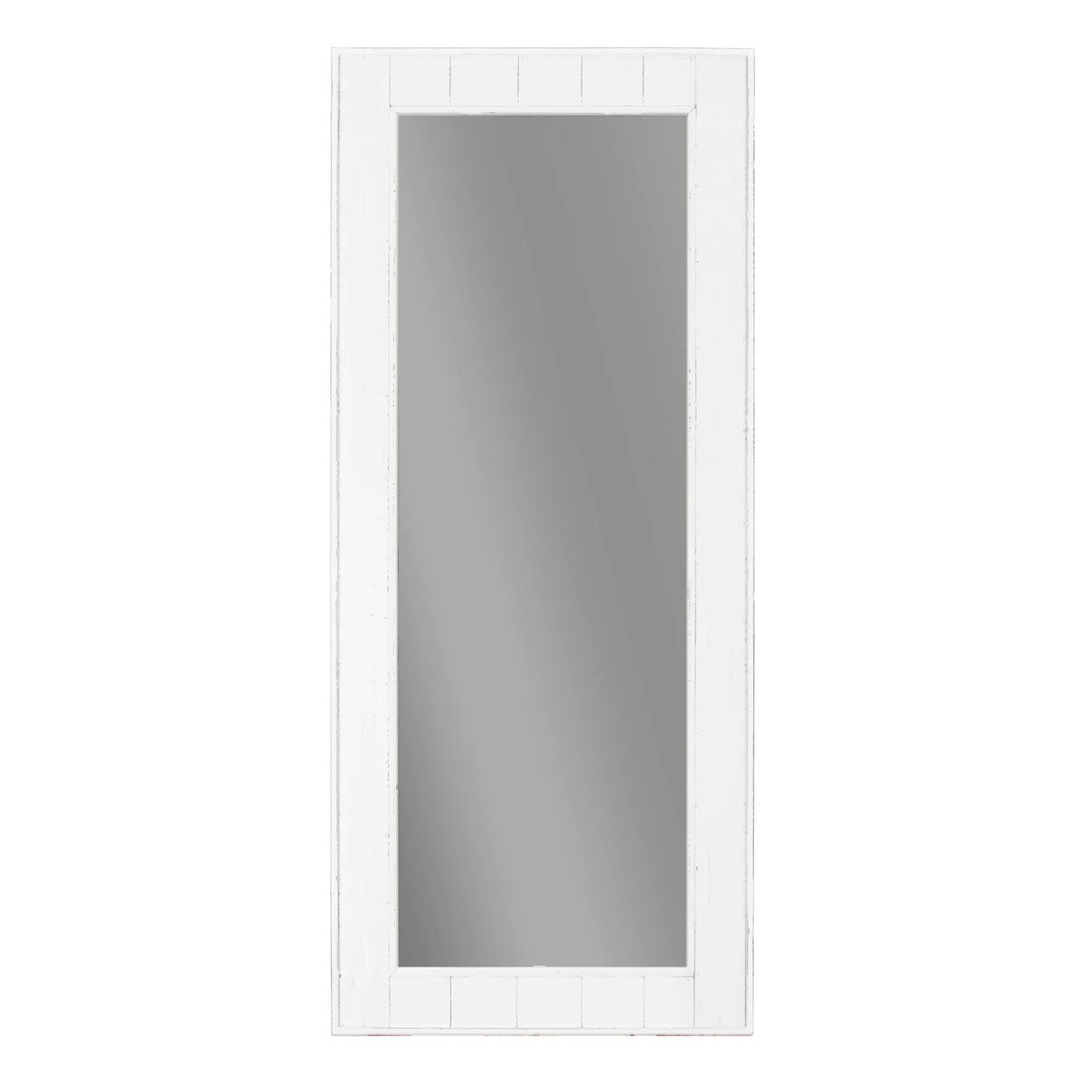 White Shiplap Rect Mirror