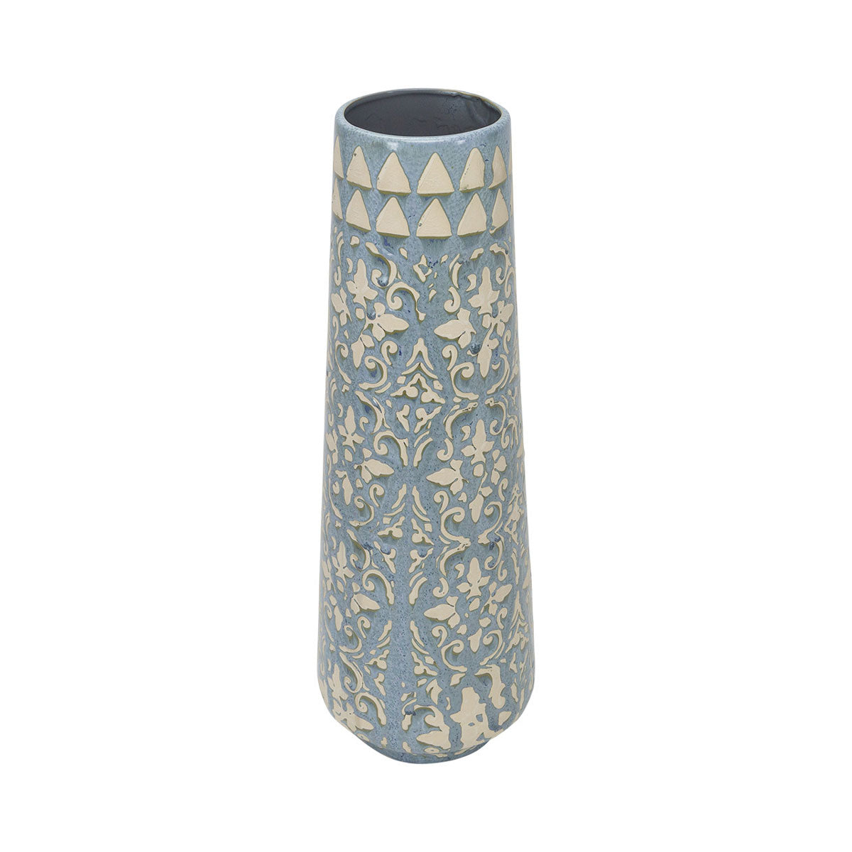 Liam Bl/crm Floral Stmp Vase