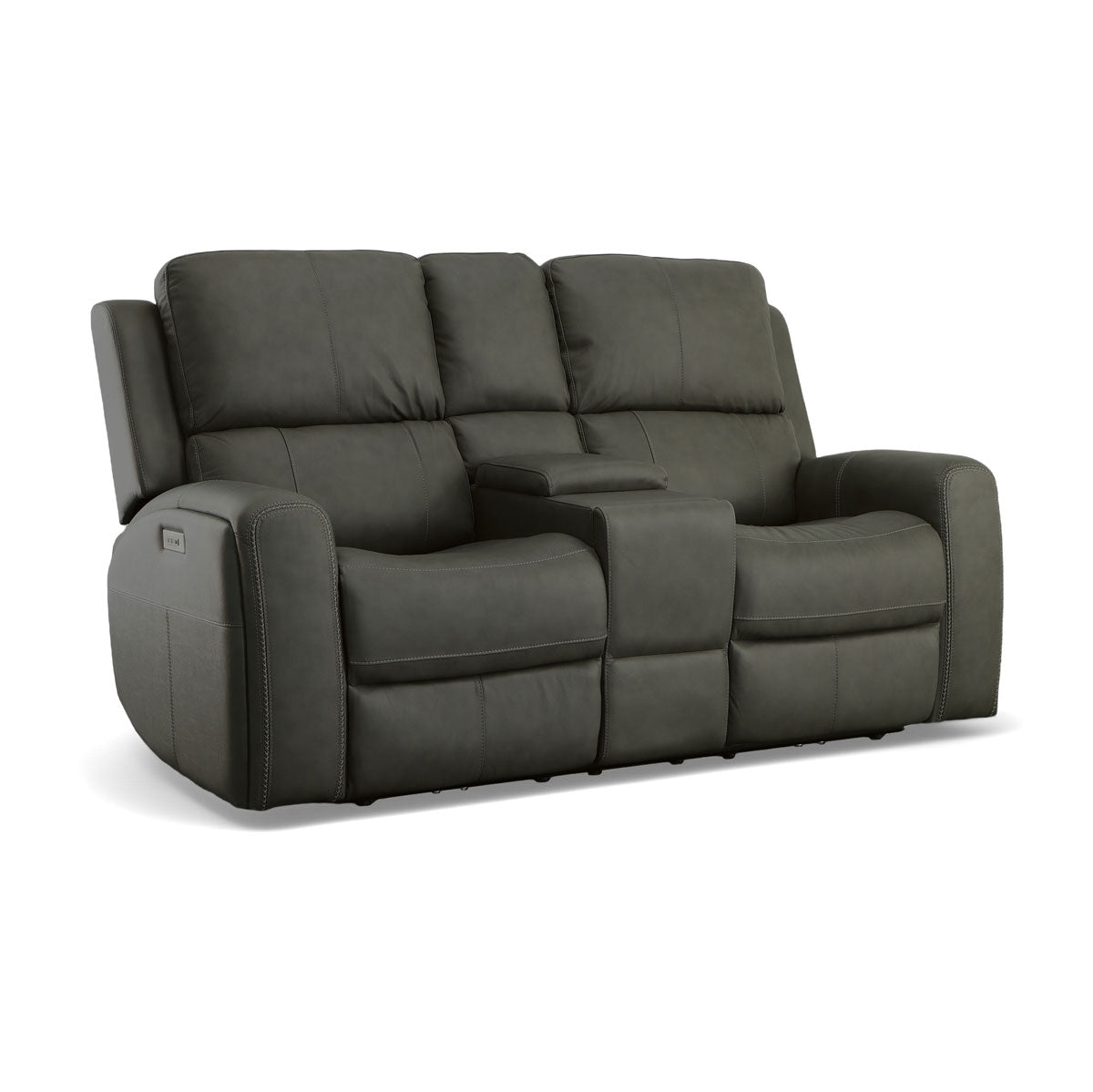 LINDEN GRAY LOVESEAT WITH CONSOLE, POWER HEADREST AND LUMBAR