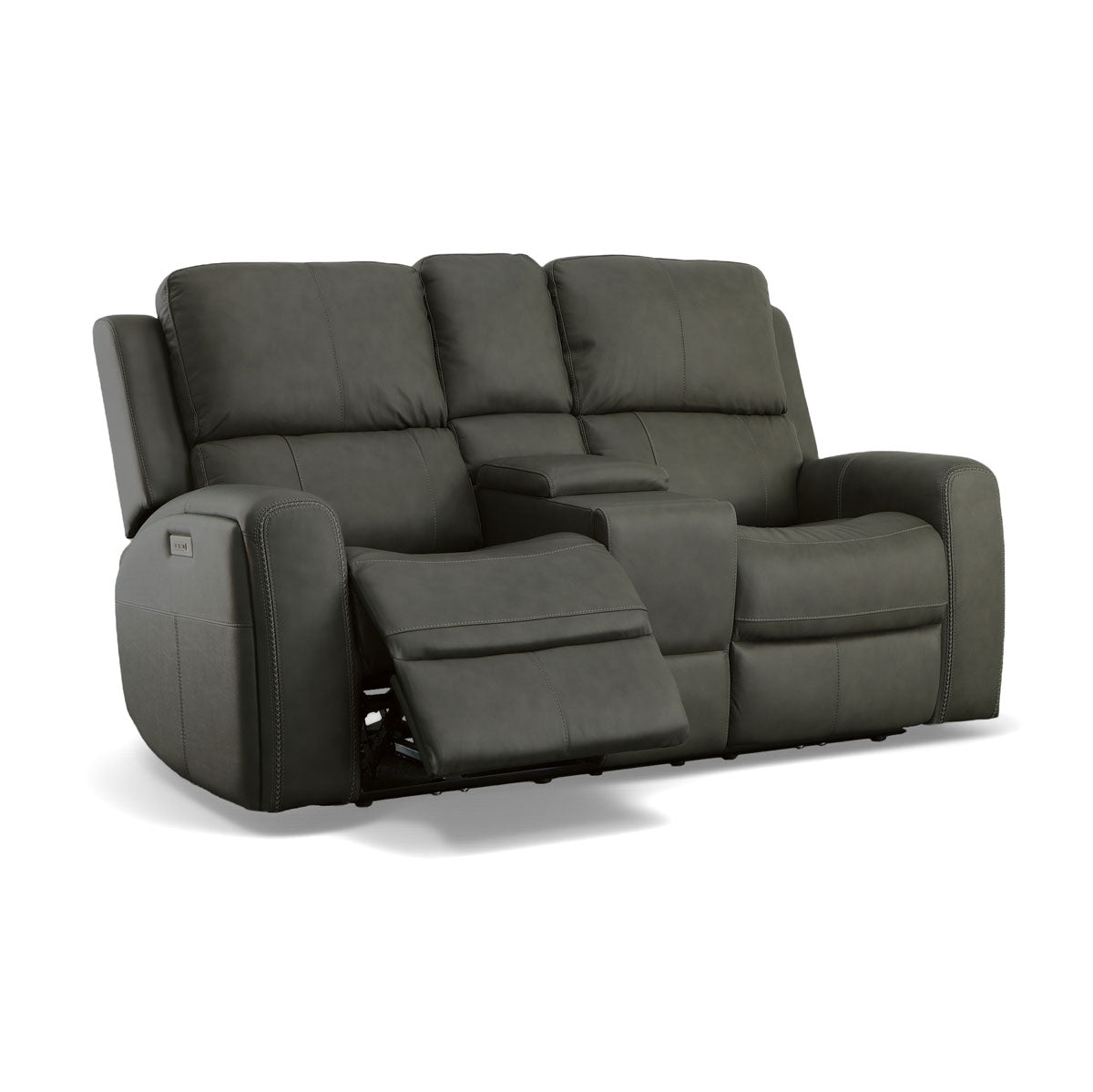 LINDEN GRAY LOVESEAT WITH CONSOLE, POWER HEADREST AND LUMBAR