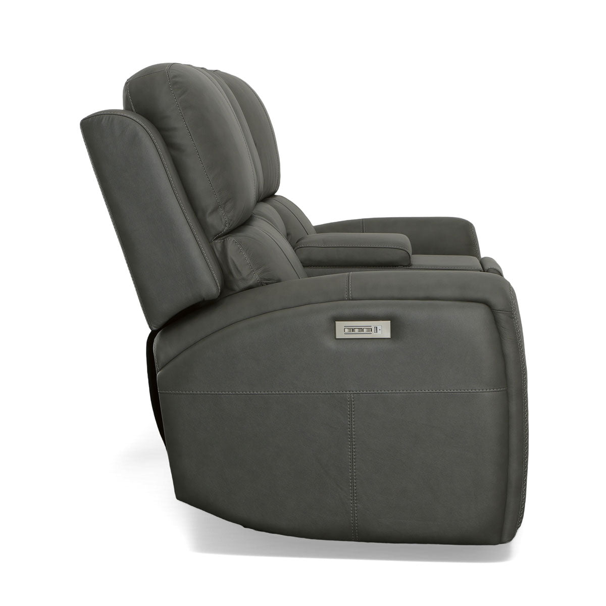 LINDEN GRAY LOVESEAT WITH CONSOLE, POWER HEADREST AND LUMBAR
