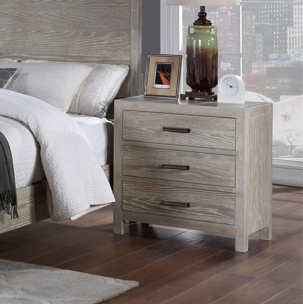 Fresno Grey 3drw Nightstand