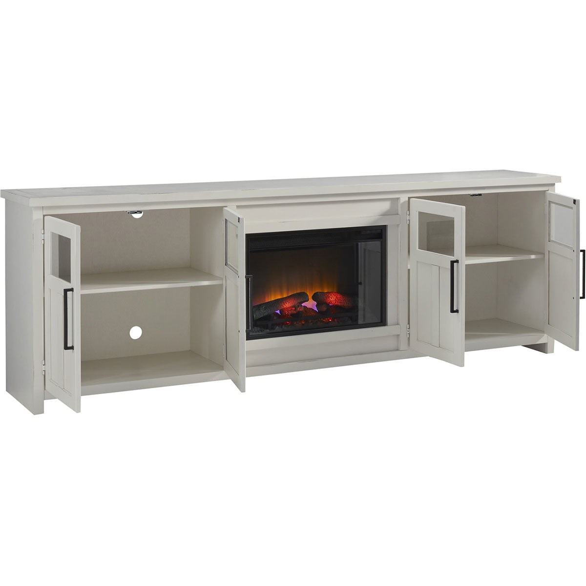 SHAKER WHITE 98" FIREPLACE CONSOLE