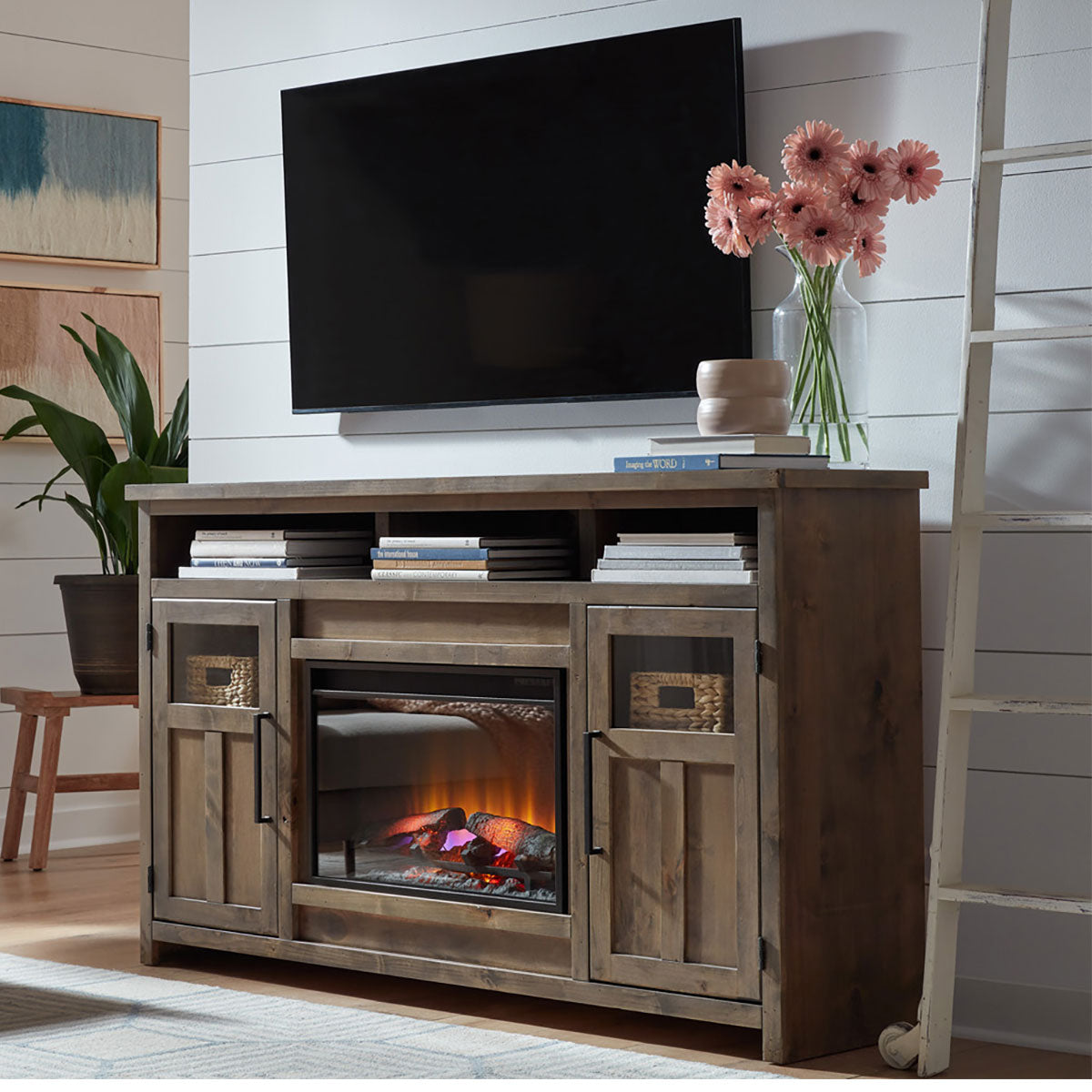 SHAKER BROWN 66" FIREPLACE CONSOLE