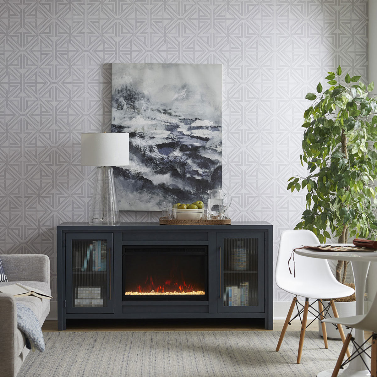 TATUM BLUE 66" FIREPLACE CONSOLE