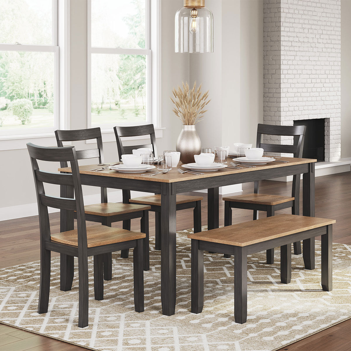 GESTHAVEN BROWN 6PC DINING W/BENCH