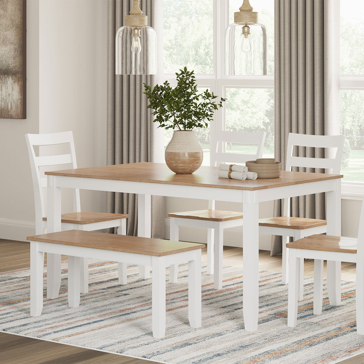 GESTHAVEN WHITE 6PC DINING W/ BENCH