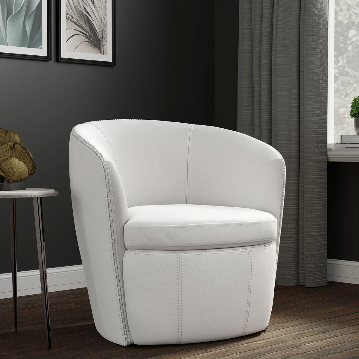 BAROLO SNOW LEATHER SWIVEL CHAIR