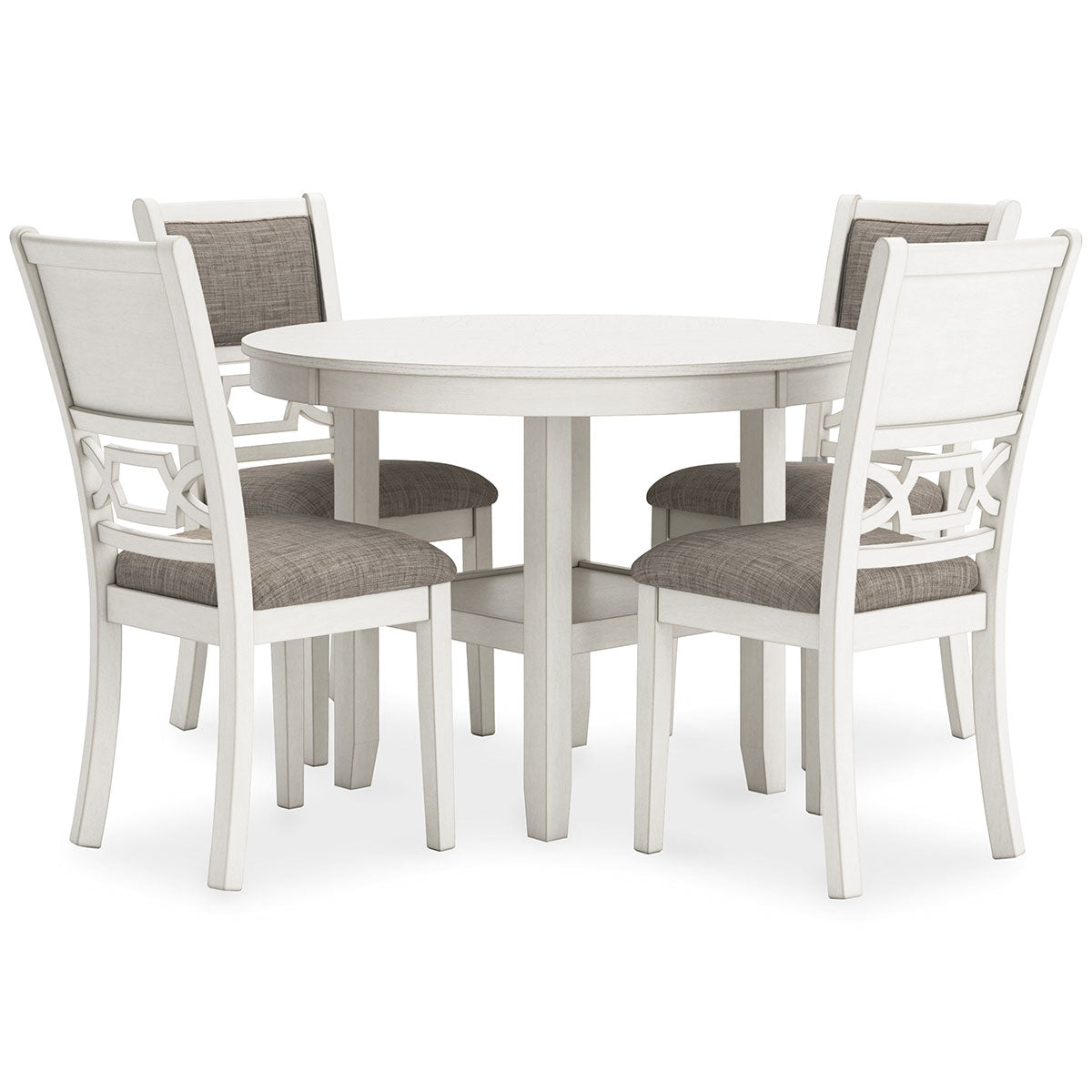 LUDWIG WHITE 5PC ROUND DINING SET