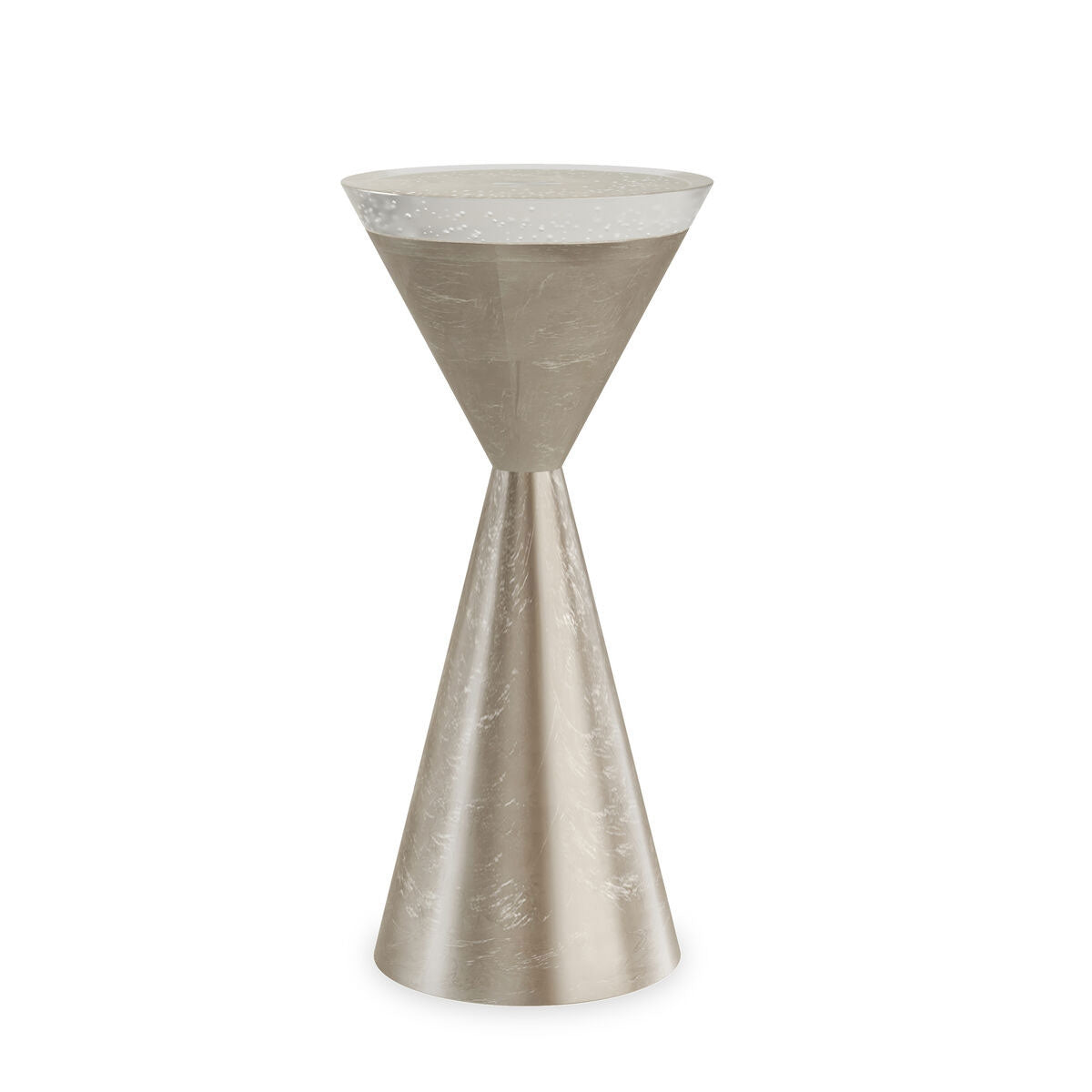 SPY GLASS SPOT TABLE IN SILVER