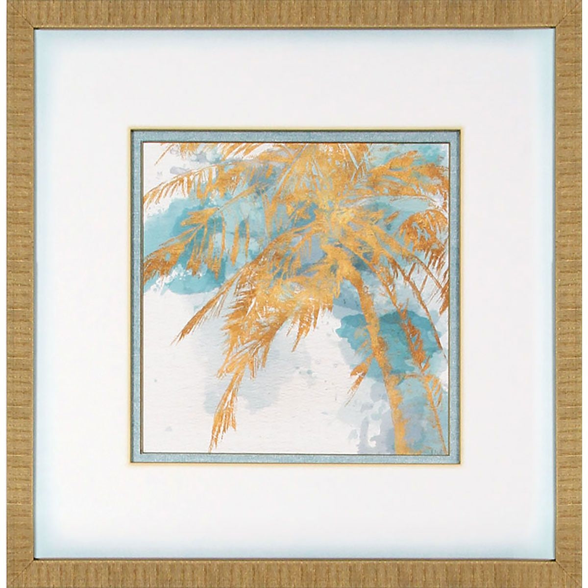 GLD/TURQ PALM IMAGE I FRMD ART