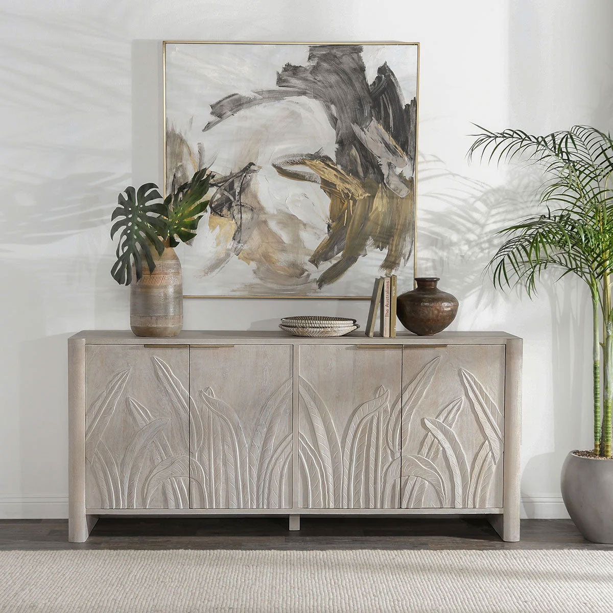 LEDRO WOOD 4 DR BUFFET WHITE WASH