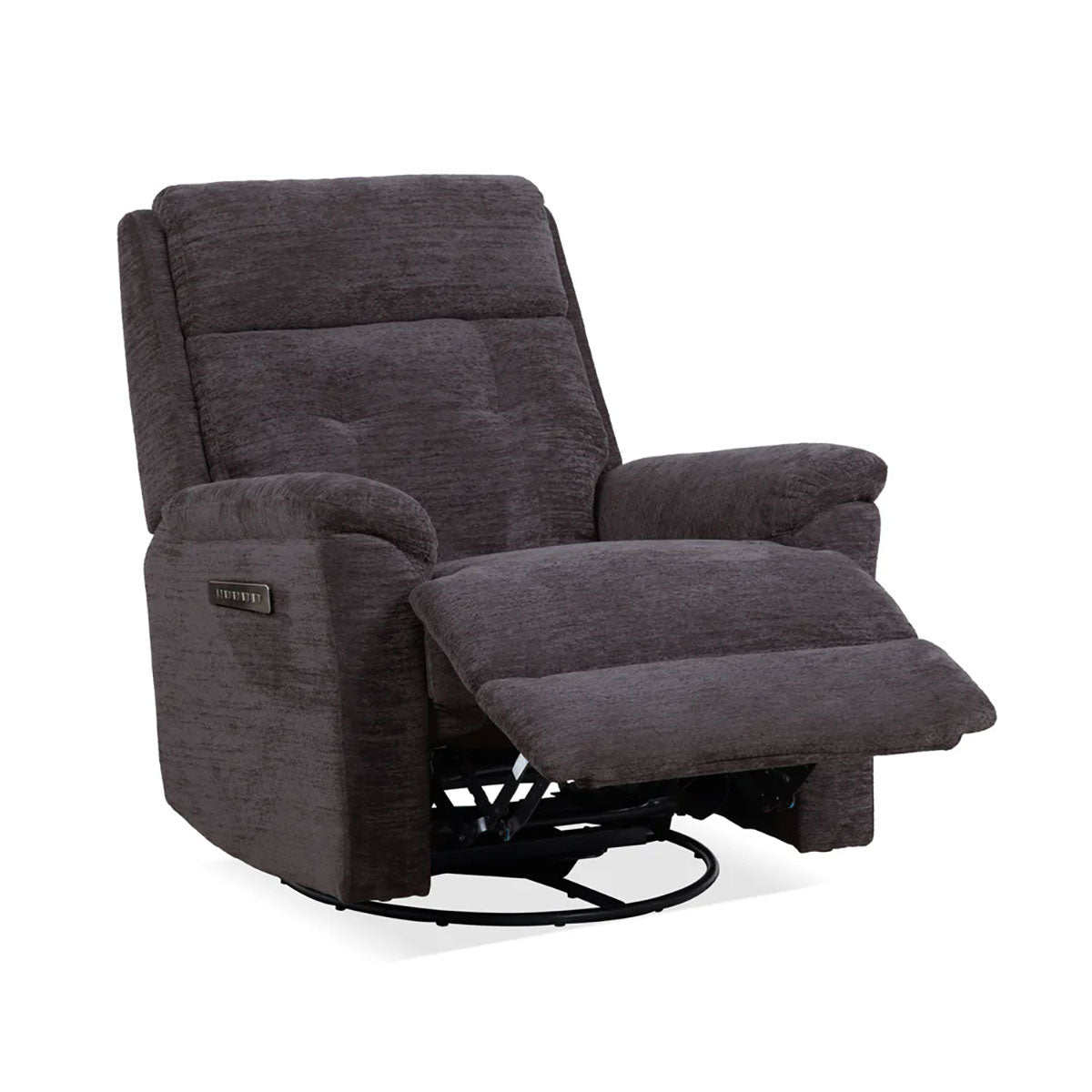 SOPHISTICATED STEEL SWIVEL GLIDER RECLINER POWER HEADREST LUMBAR