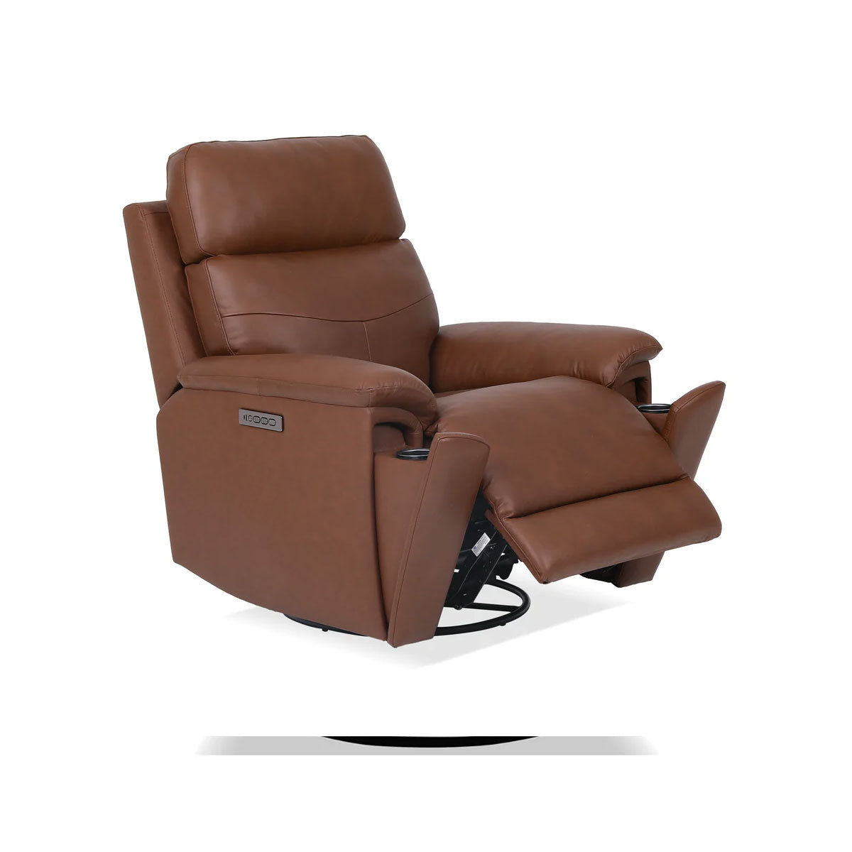 REFINED BROWN SWIVEL GLIDER RECLINER POWER HEADREST / LUMBAR