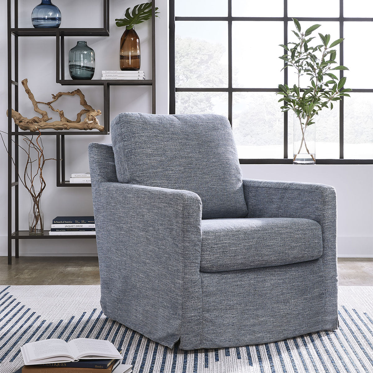 NENANA NUVELLA DENIM SWIVEL GLIDER CHAIR
