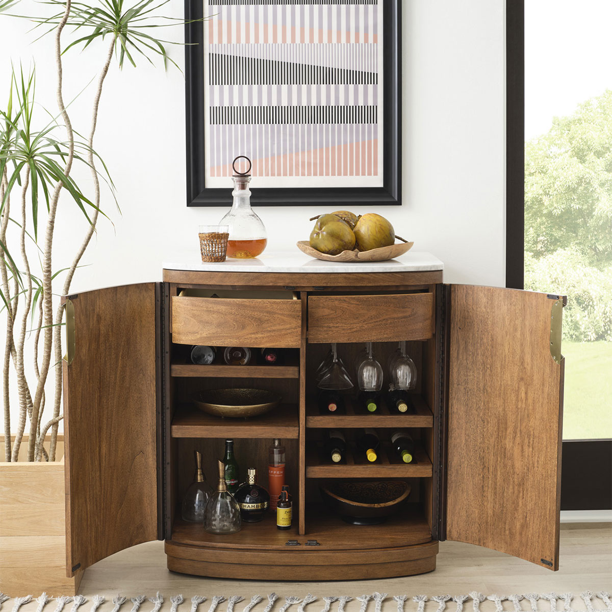 CADEN BAR CABINET W/MARBLE TOP