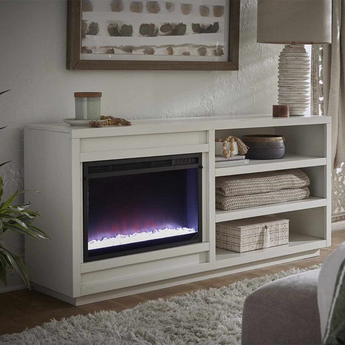 PERRY 65" FIREPLACE CONSOLE IN WHITE