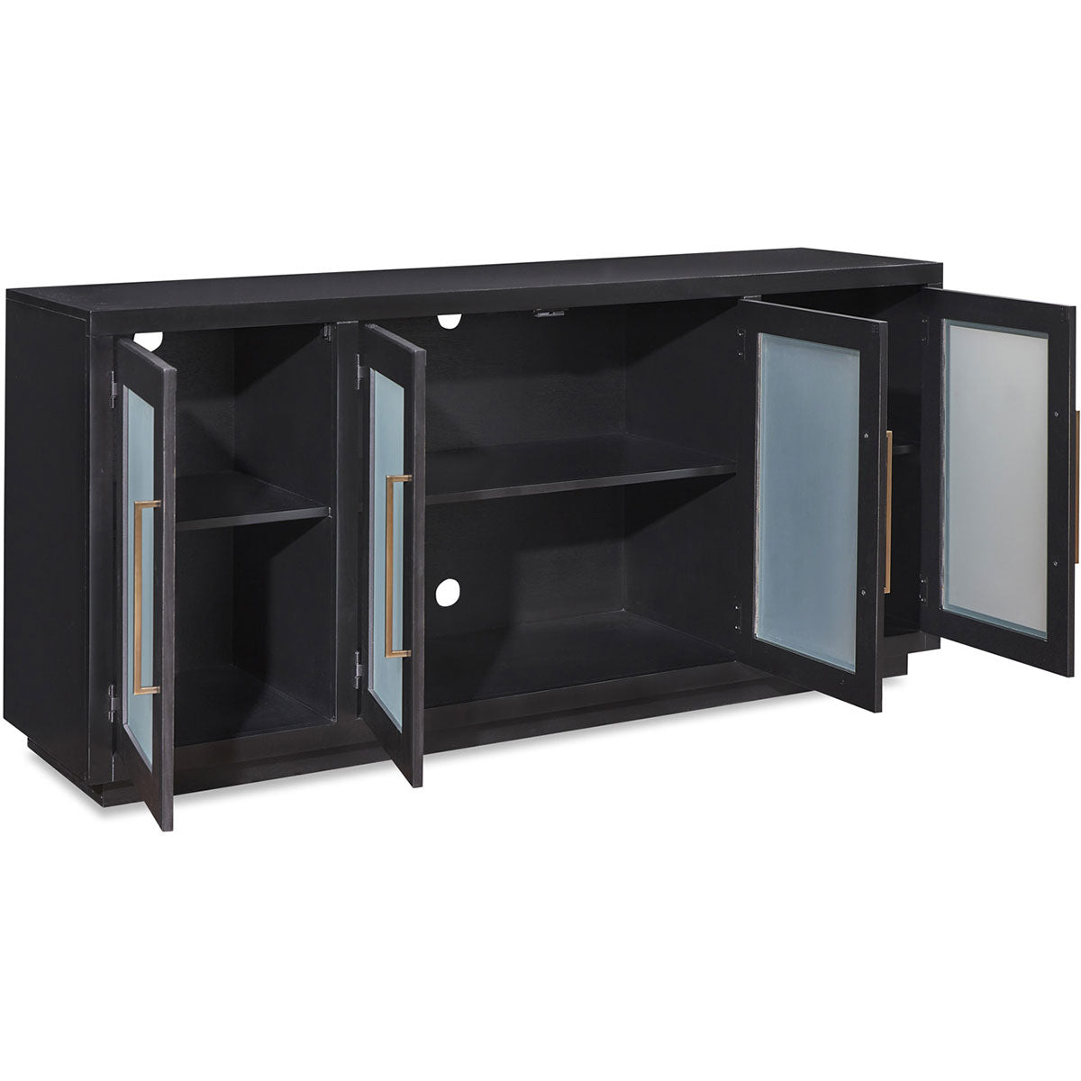 PERRY 66" CONSOLE W/4 DOOR IN BLACK
