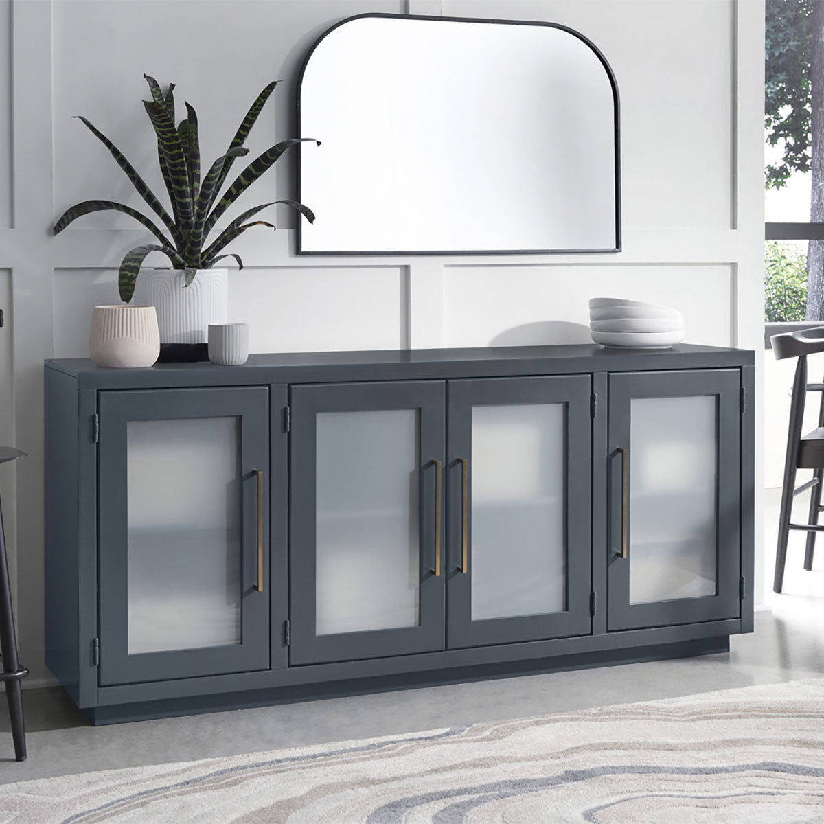 PERRY 66" CONSOLE W/4 DOOR IN BLUE
