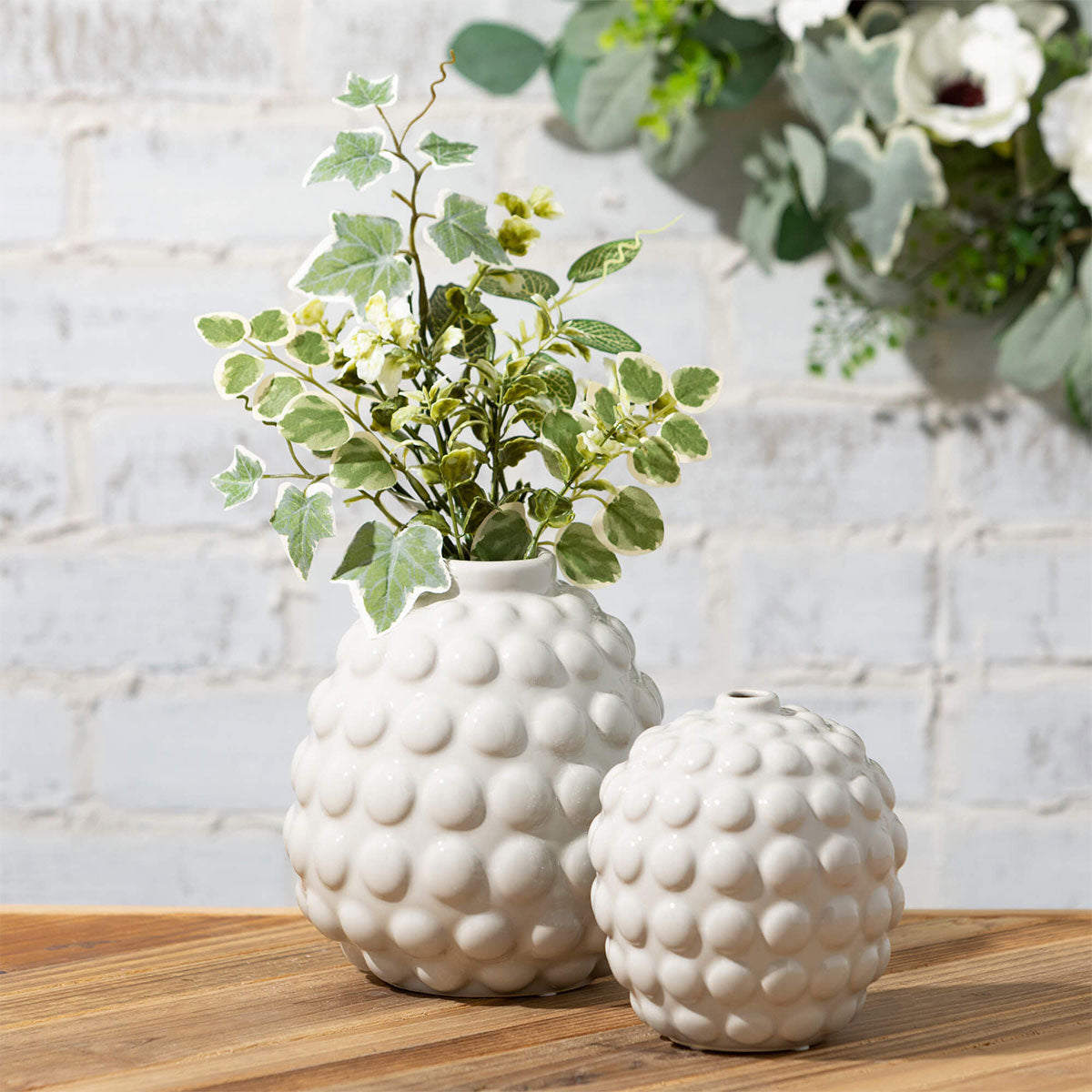 White S/2 Ceramic Bubble Vases