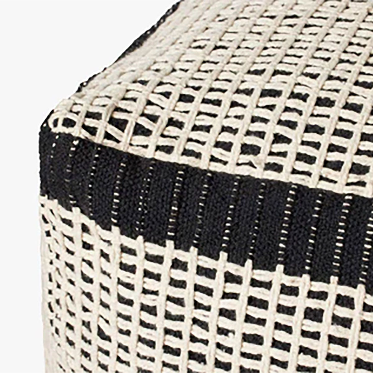 BLACK/IVORY 18X18 POUF