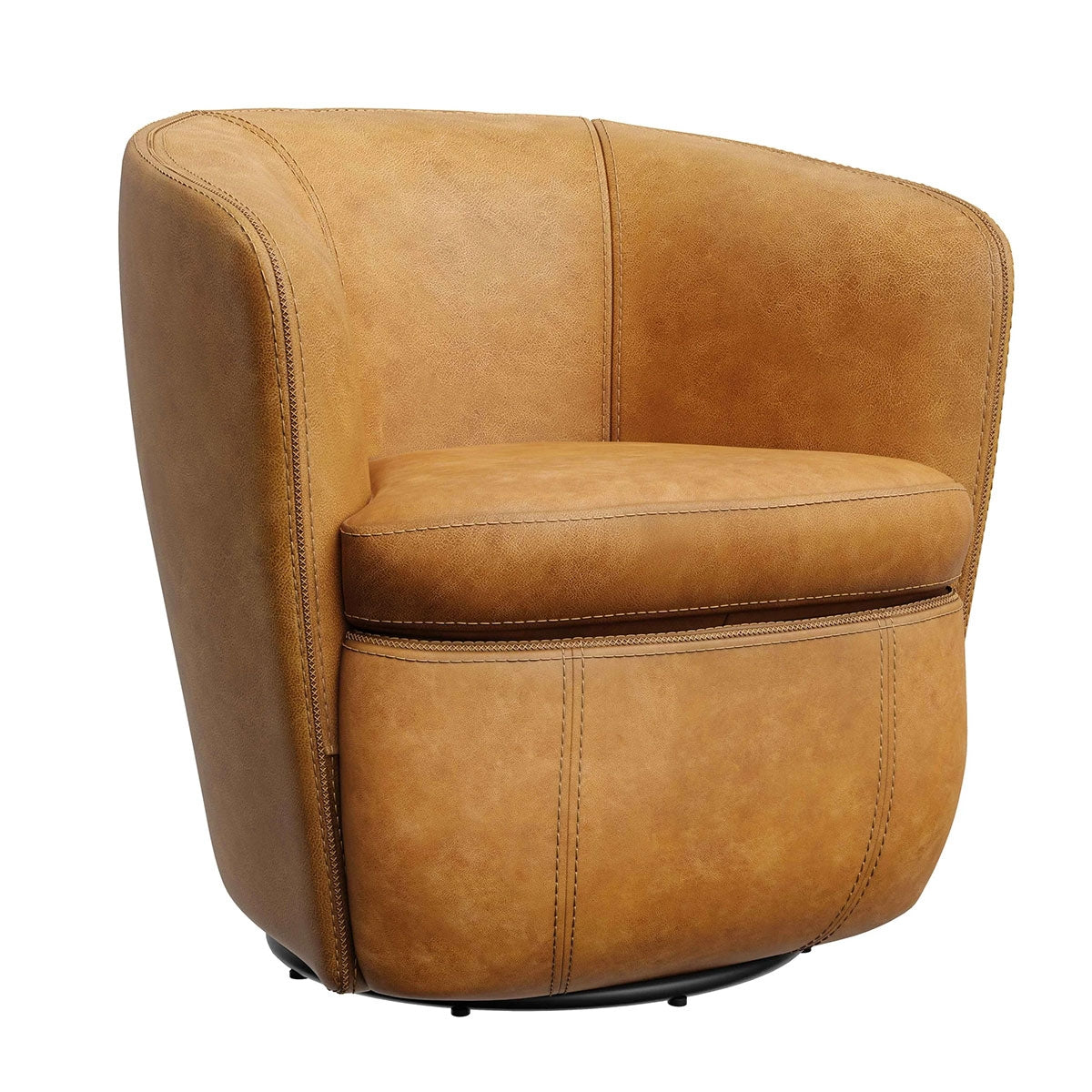 BAROLO CARAMEL LEATHER SWIVEL CHAIR
