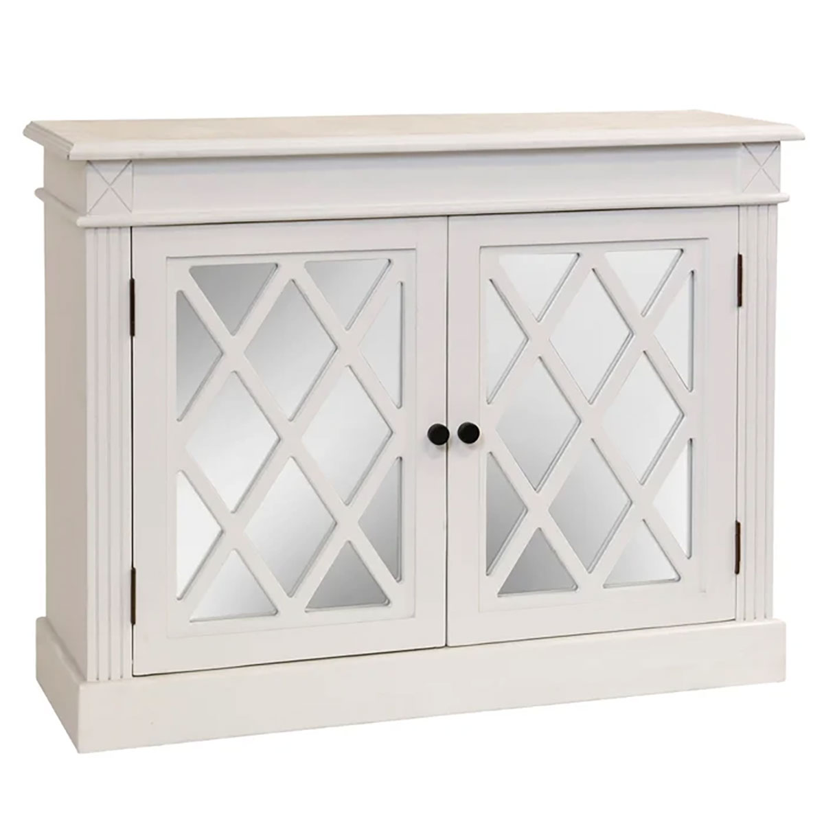 WHITE-MIRRORED TWO-DOOR CONSOLE