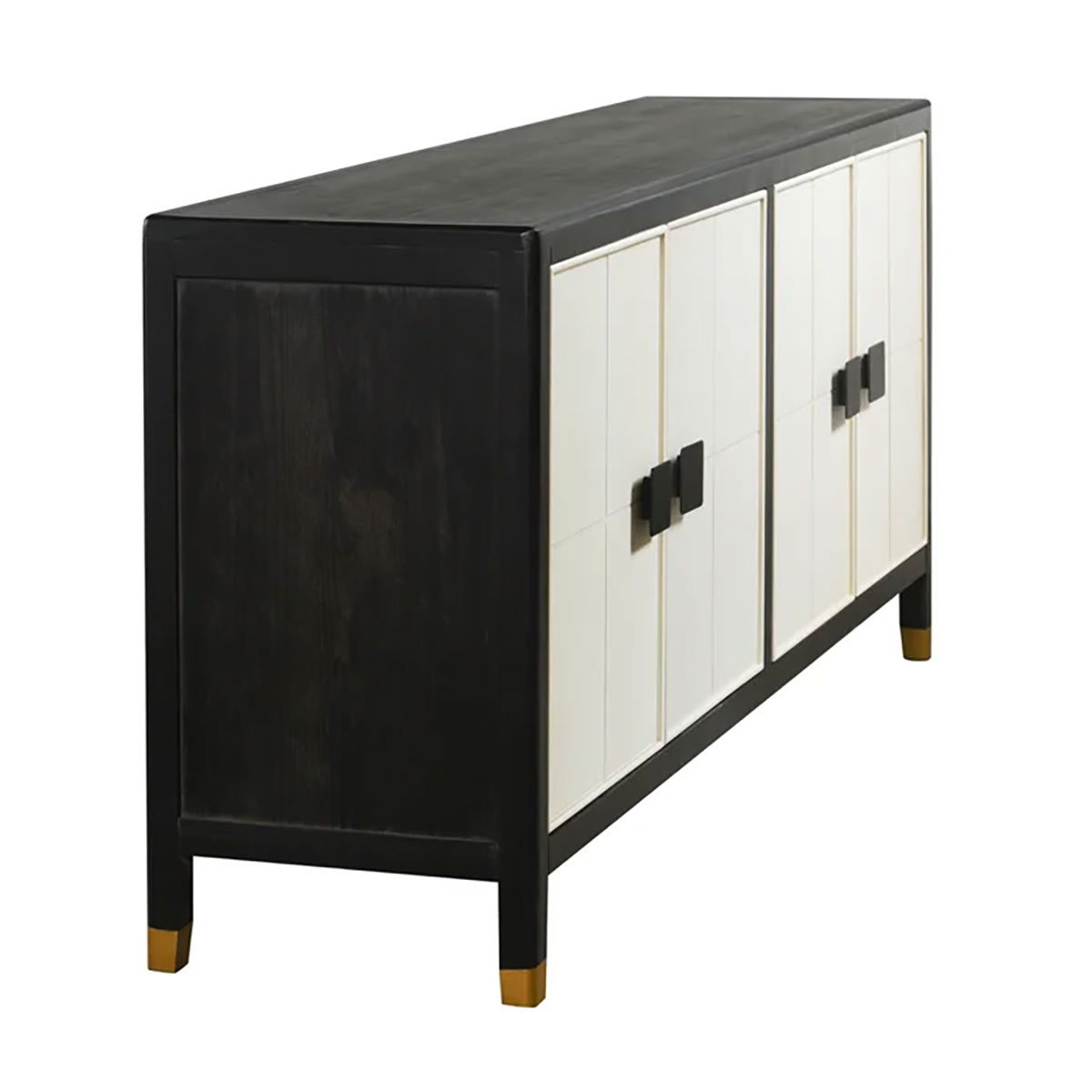 BLACK AND WHITE FOUR DOOR SIDEBOARD