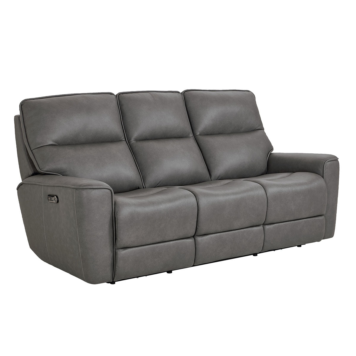 KENNETH GUNMETAL SOFA W/POWER HEADREST