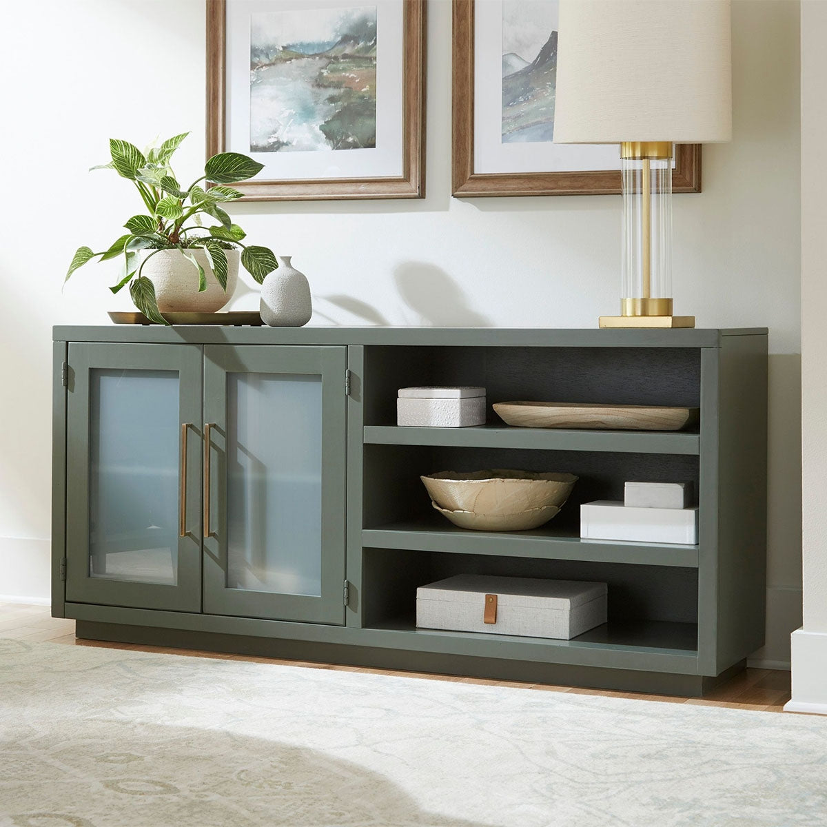 PERRY 65" CONSOLE WITH 2 DOOR IN GREEN