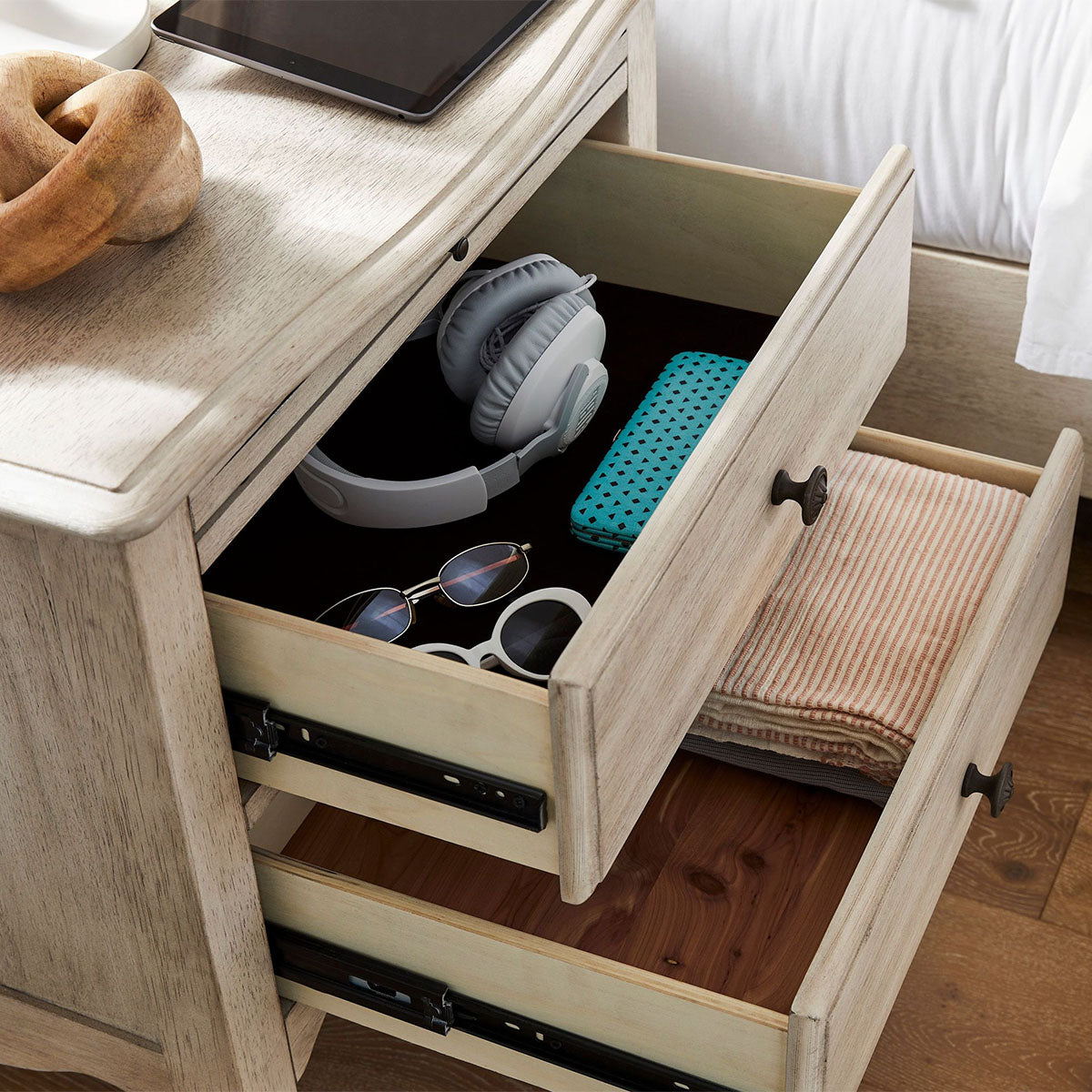 Provence Linen Two Drawer Nightstand