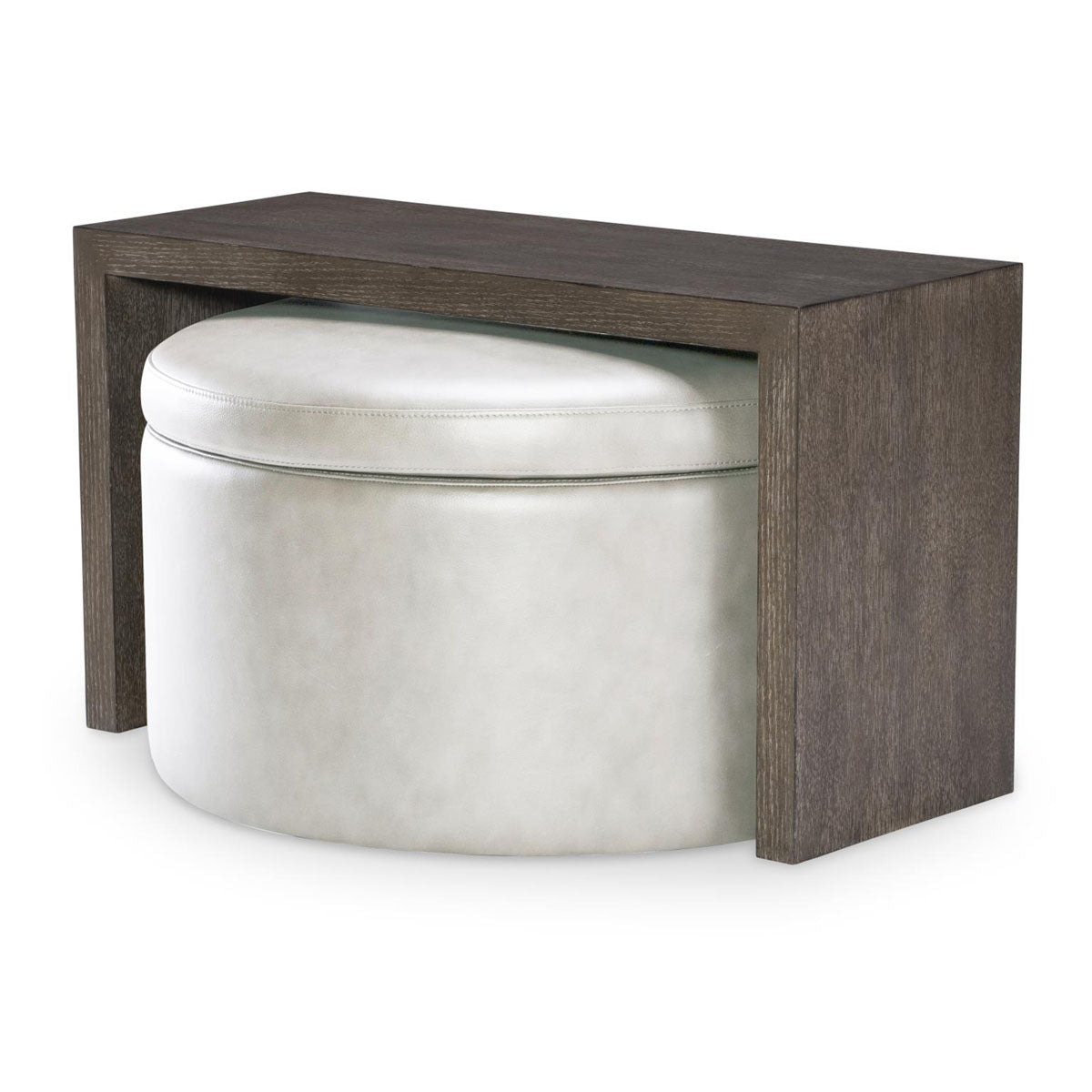 LUNA ROUND STORAGE OTTOMAN W/ SLIVER TOP