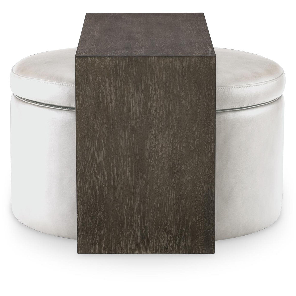 LUNA ROUND STORAGE OTTOMAN W/ SLIVER TOP
