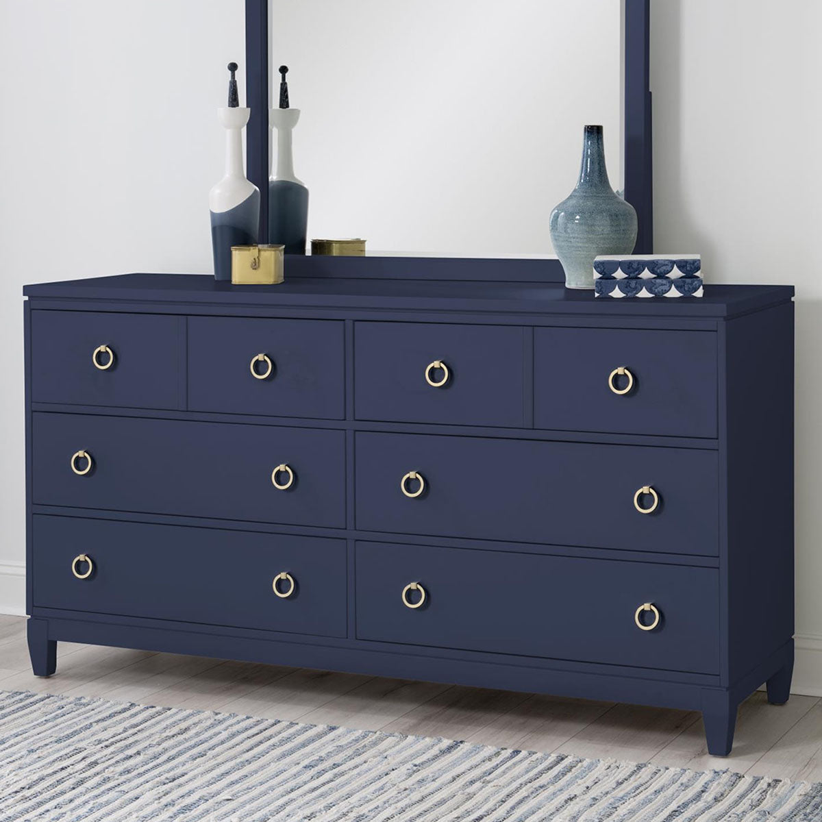SUMMERLAND BLUE 6DR LOW DRESSER
