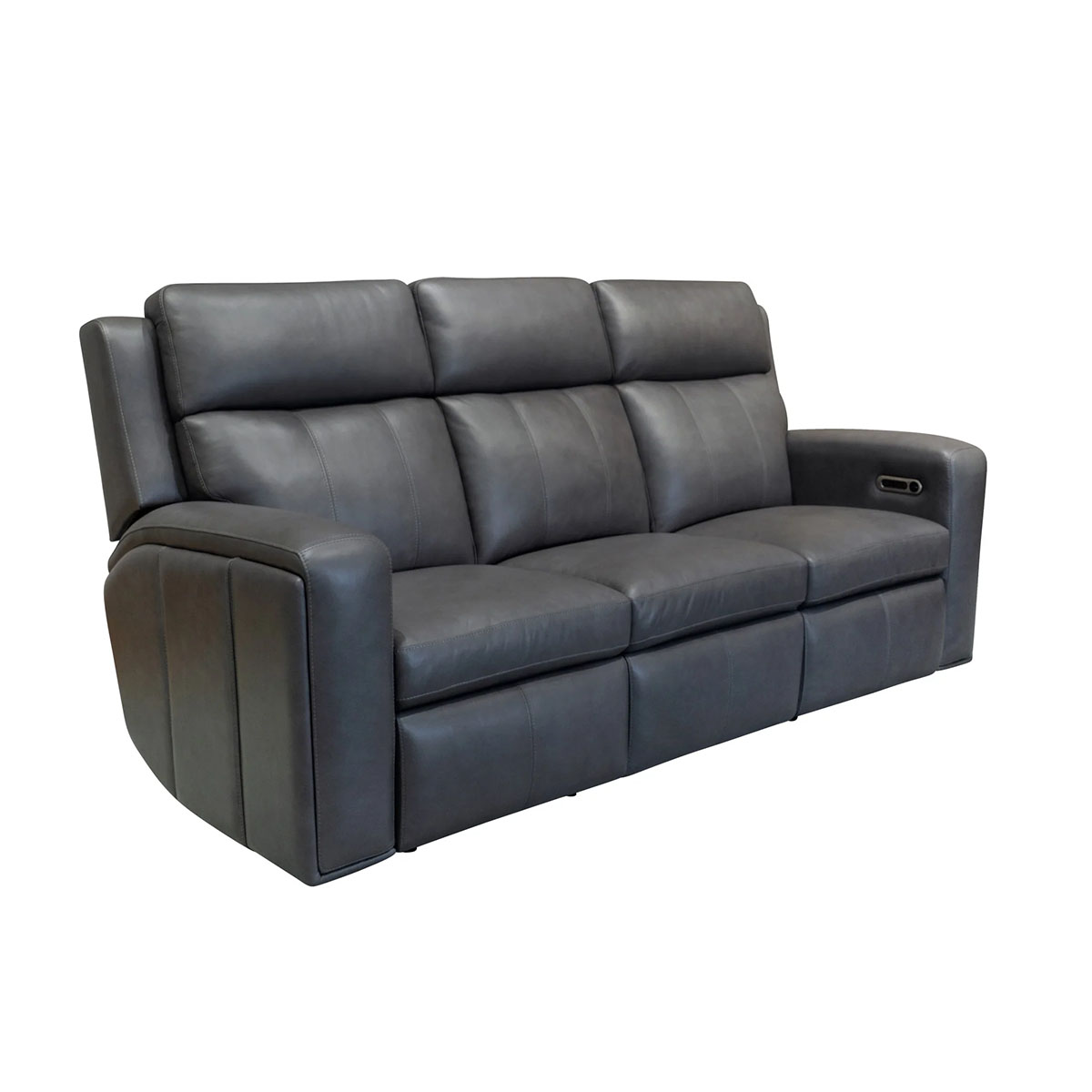 WYATT GUNMETAL SOFA W/ POWER HEADREST & LUMBAR