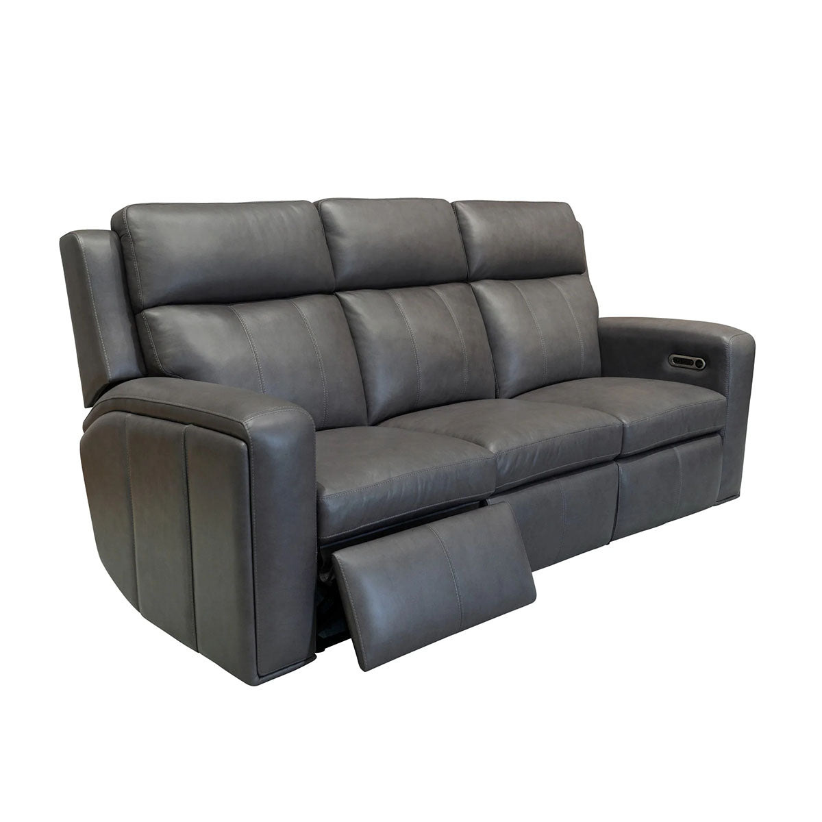 WYATT GUNMETAL SOFA W/ POWER HEADREST & LUMBAR